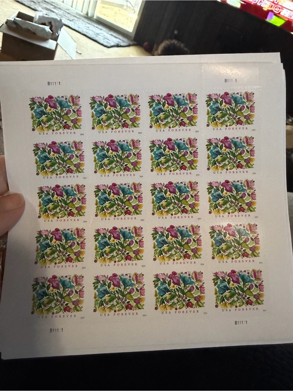 Floral Forever Stamp Sheet Wall Art - White, Multicolor